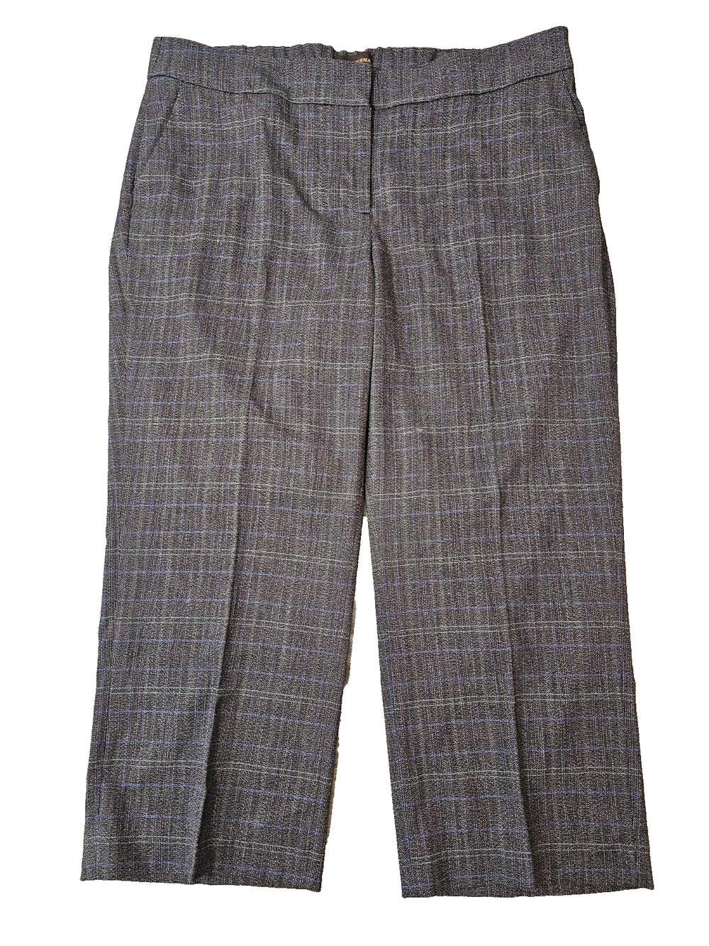 Dana Buchman Womens Size 16 Short Gray Blue Plaid Career Dress Pants Slacks